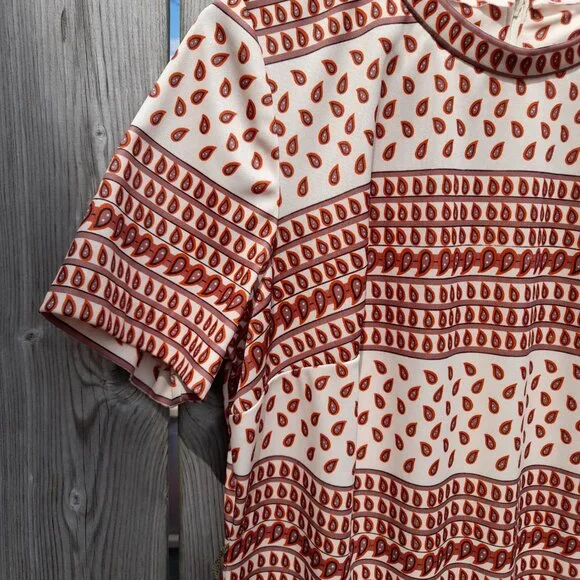 Vintage 60s 70s Dress Paisley Brown Orange Retro 40" Bust 36" Waist - Picture 4 of 15